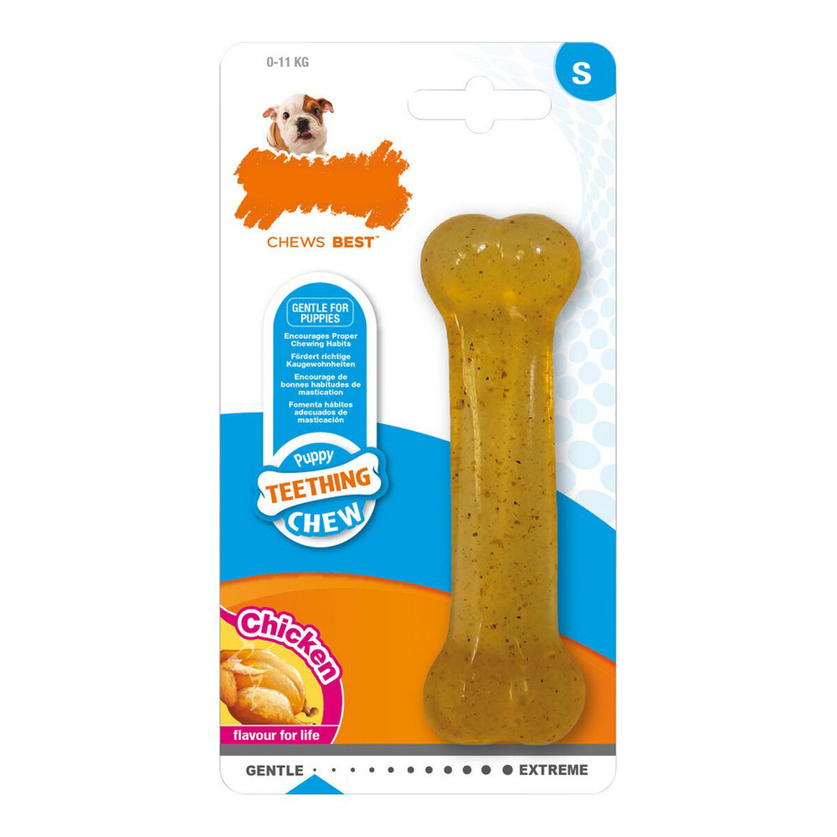 Mordedor de perro Nylabone Talla M Pollo Termoplástico Cachorros - Effik Store