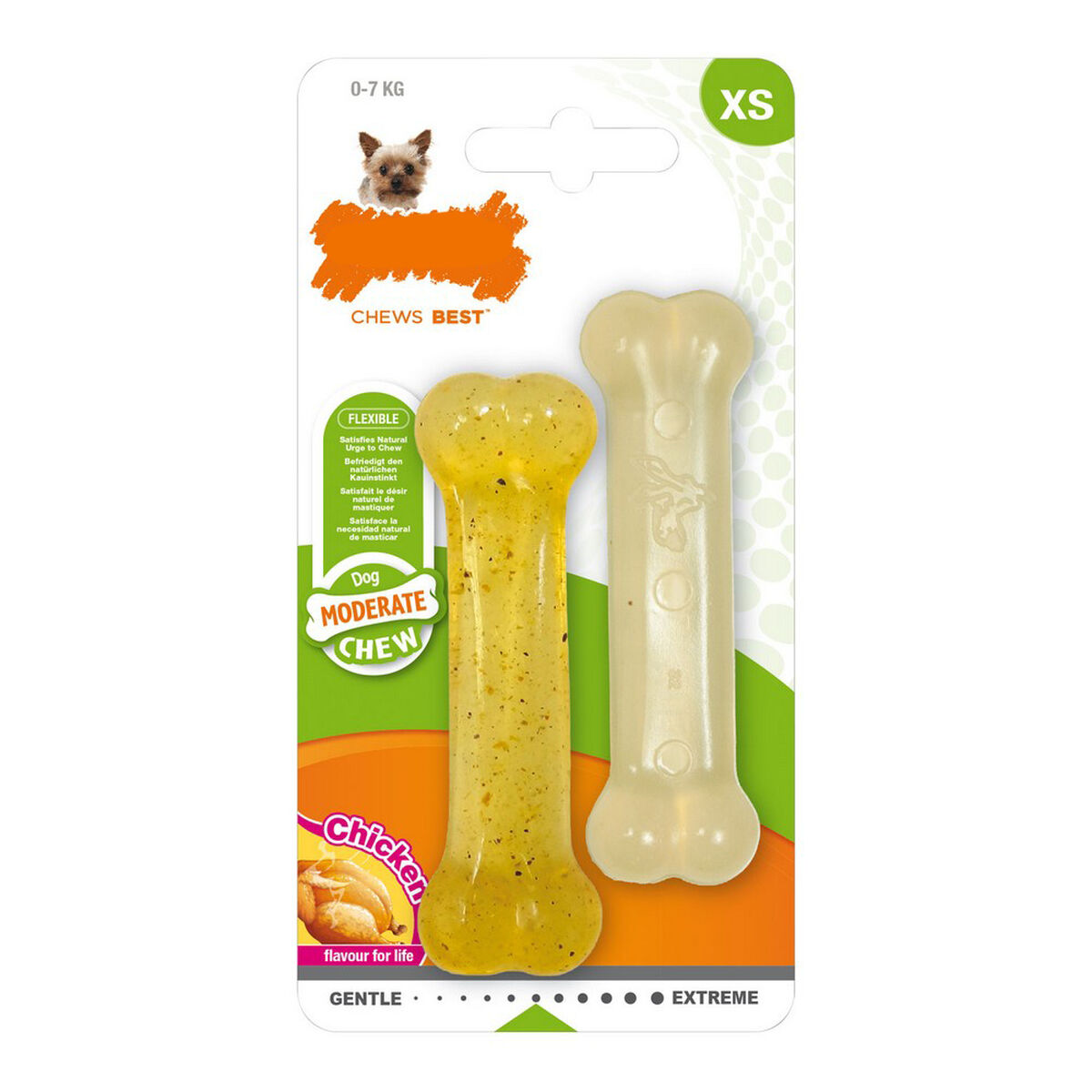 Mordedor de perro Nylabone Moderate Chew Twin Termoplástico Pollo XS (2 pcs) - Effik Store