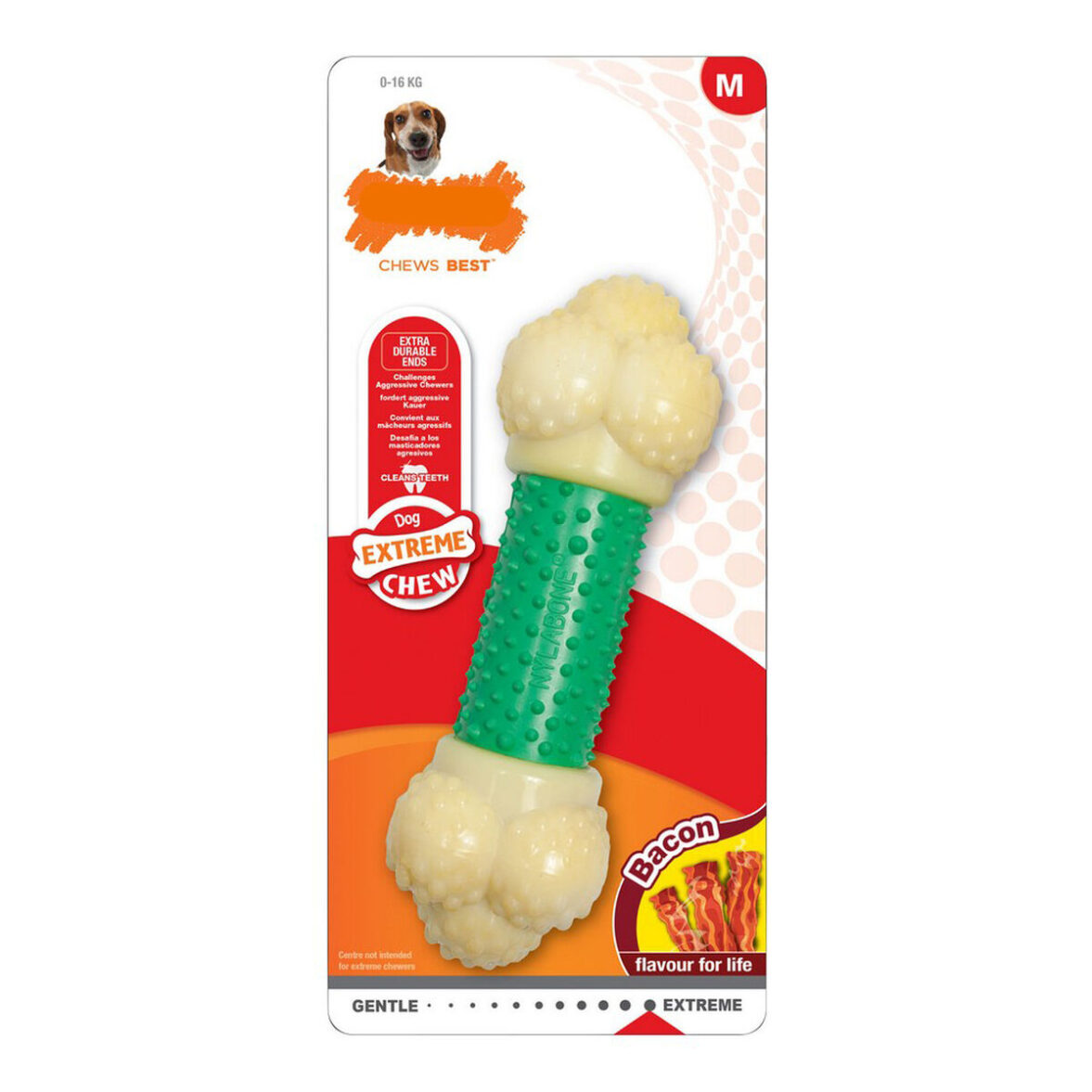 Mordedor de perro Nylabone Extreme Chew Double Action Bacon Menta 2 en 1 Goma Talla S Nylon - Effik Store