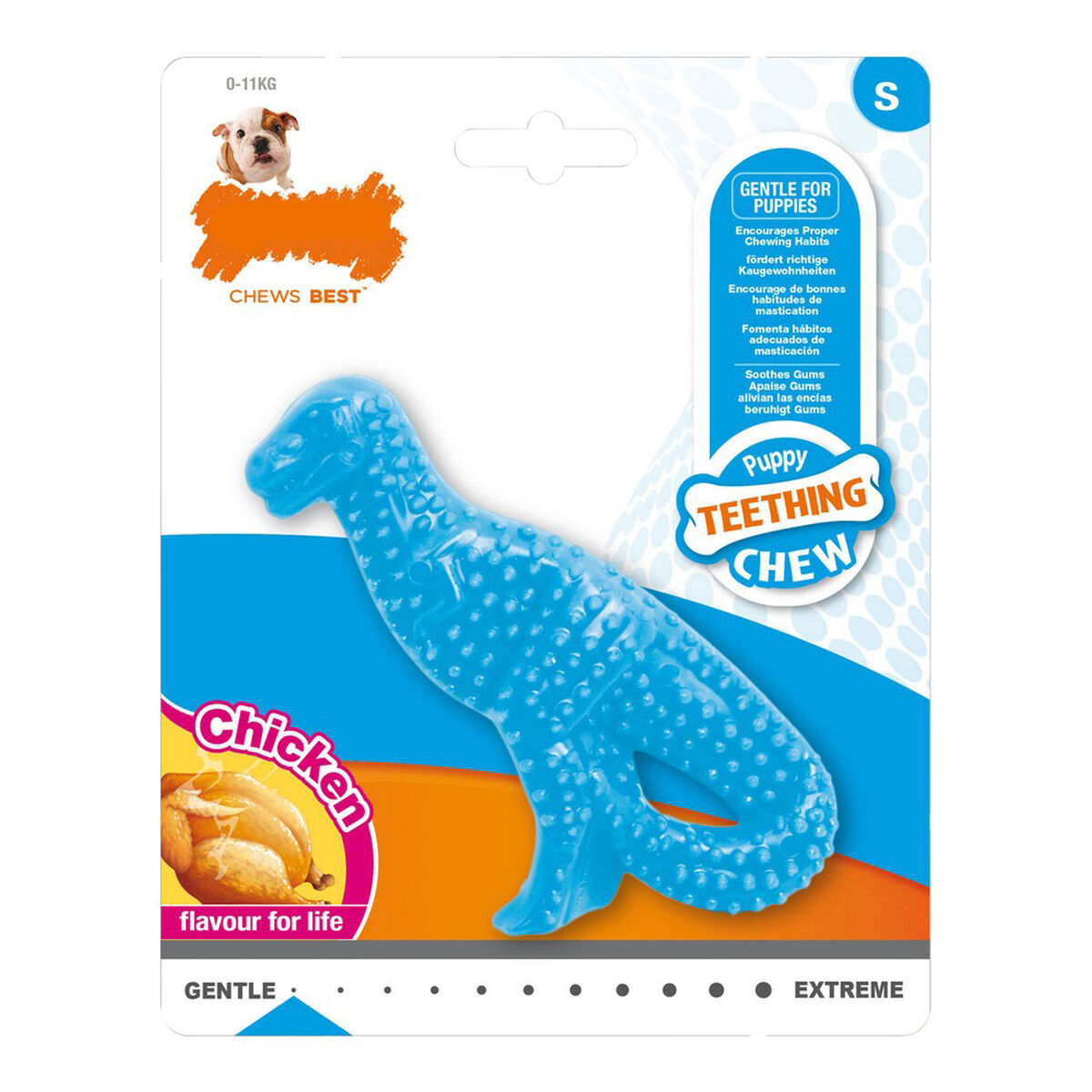 Mordedor de perro Nylabone Dinosaurio Pollo Nylon Cachorros - Effik Store