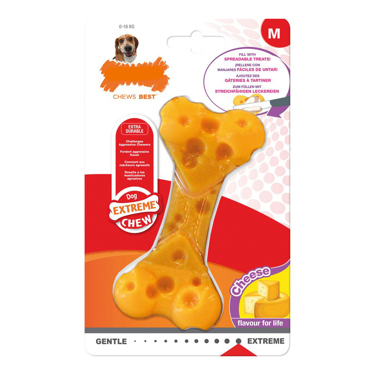 Mordedor de perro Nylabone Dura Chew Queso Talla M Nylon - Effik Store