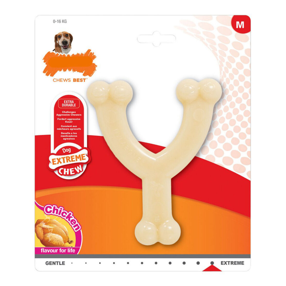 Mordedor de perro Nylabone Extreme Chew Wishbone Talla M Pollo Nylon - Effik Store