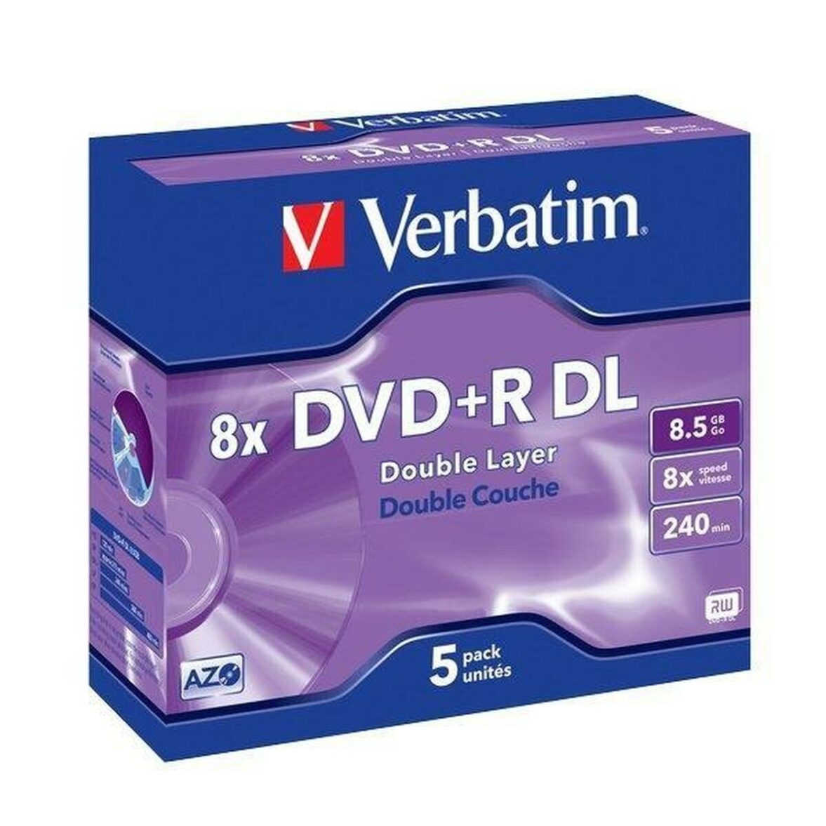 DVD-R Verbatim    8,5 GB 8x 5 pcs 5 Unidades 8,5 GB 8x (5 Unidades) - Effik Store