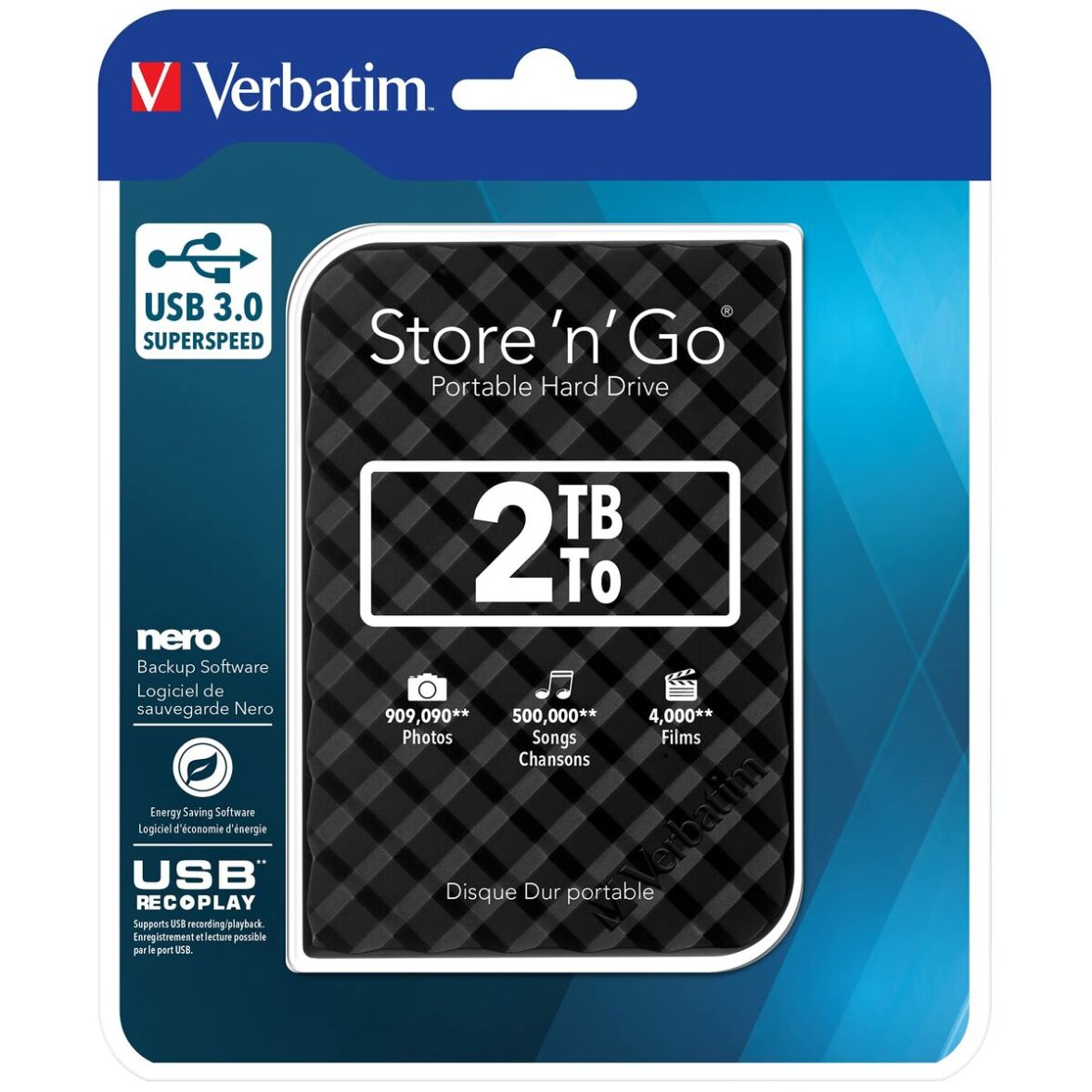 Disco Duro Externo Verbatim Store 'n' Go 2 TB SSD 2 TB HDD - Effik Store