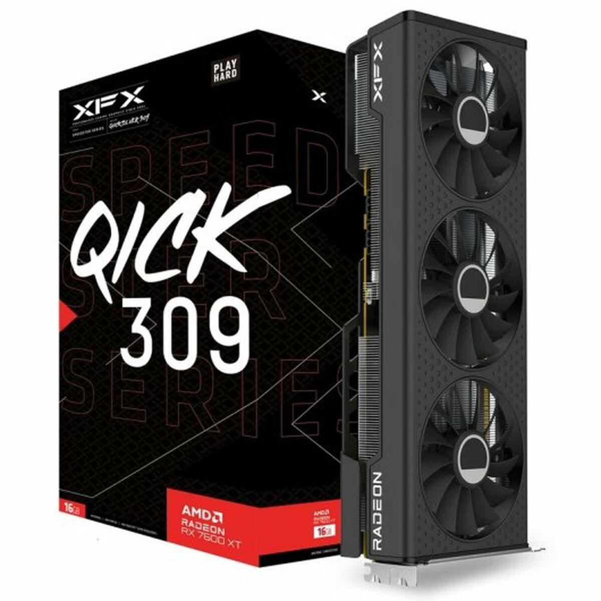 Tarjeta Gráfica XFX SPEEDSTER QICK309 BLACK AMD Radeon RX 7600 XT 16 GB GDDR6 - Effik Store