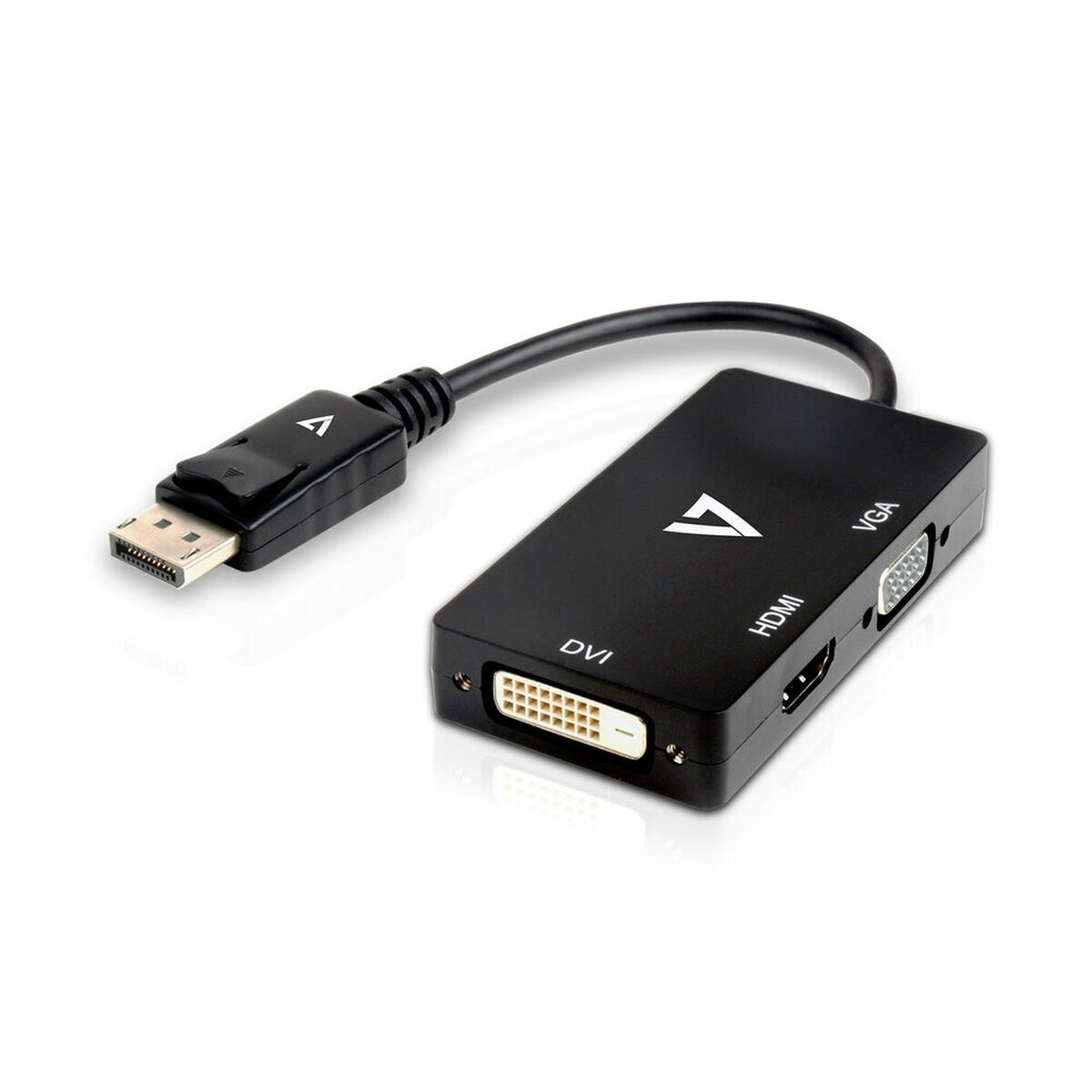 Adaptador Mini DisplayPort a VGA/DVI/HDMI V7 V7DP-VGADVIHDMI-1E   Negro - Effik Store