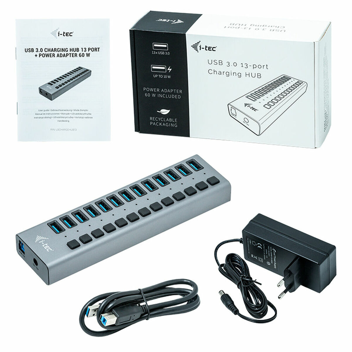 Hub USB i-Tec U3CHARGEHUB13        60W - Effik Store