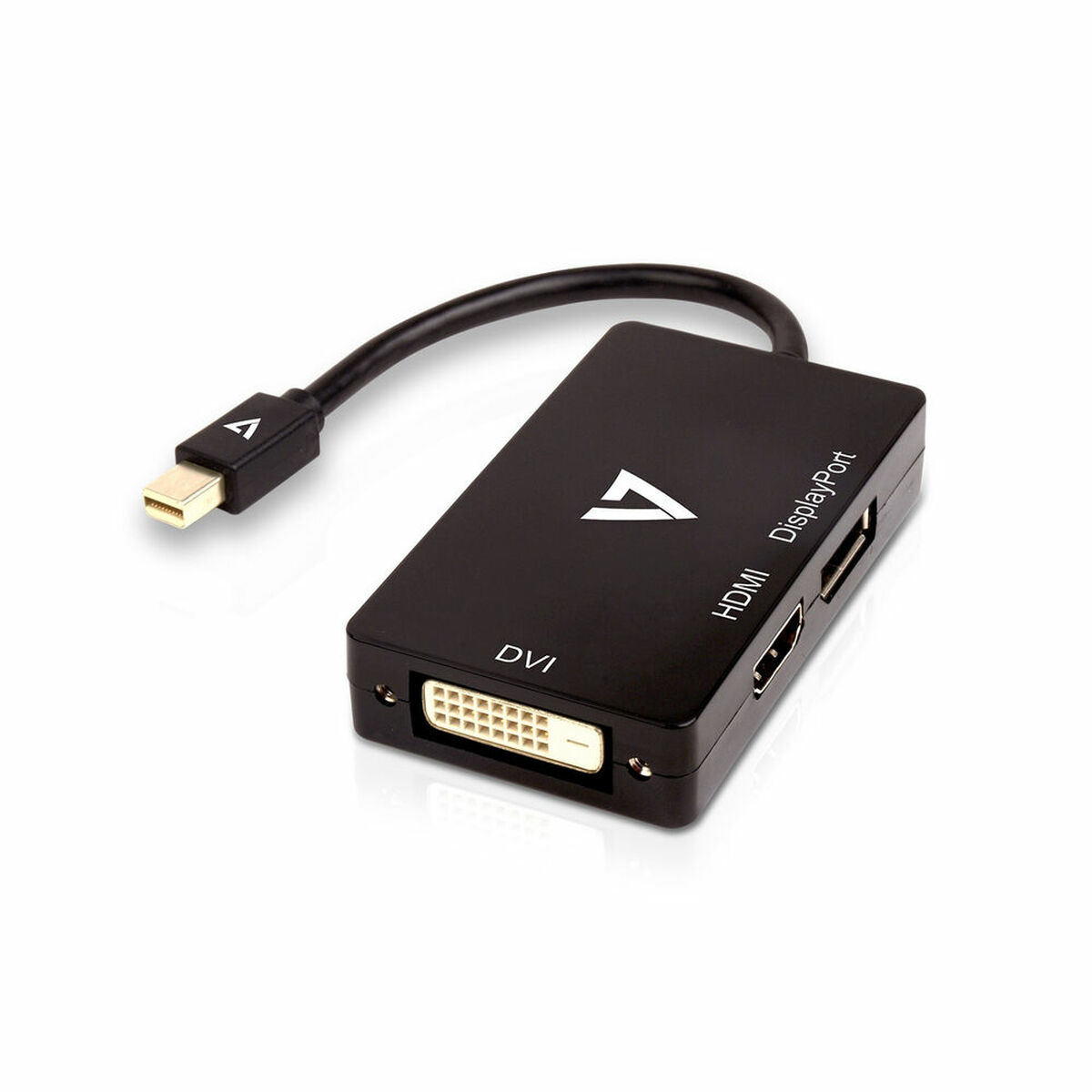 Adaptador Mini DisplayPort a VGA/DVI/HDMI V7 V7MDP-DPDVIHDMI-1E   Negro - Effik Store