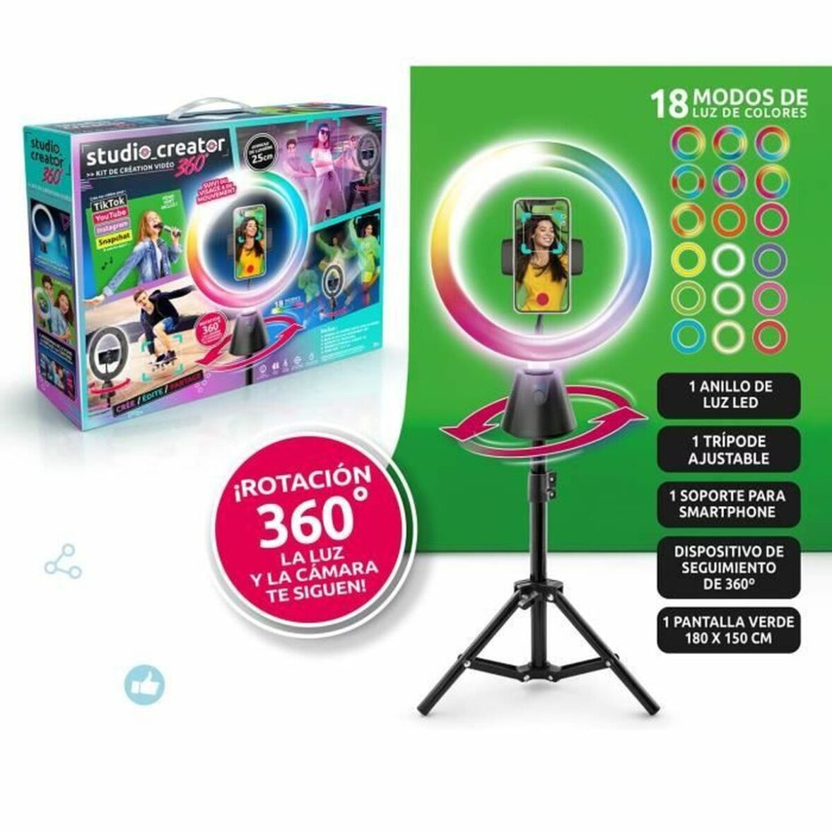 Aro de Luz para Selfie Canal Toys Studio creator video maker KIT 360º - Effik Store