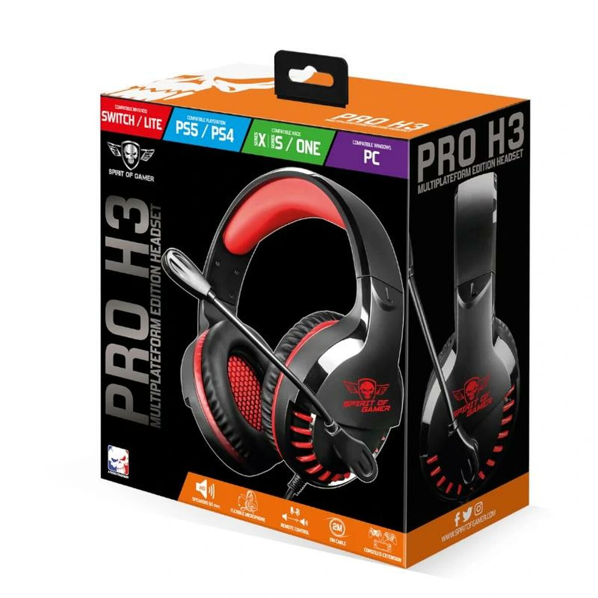 Auricular con Micrófono Spirit of Gamer Pro H3 Naranja Negro/Naranja - Effik Store