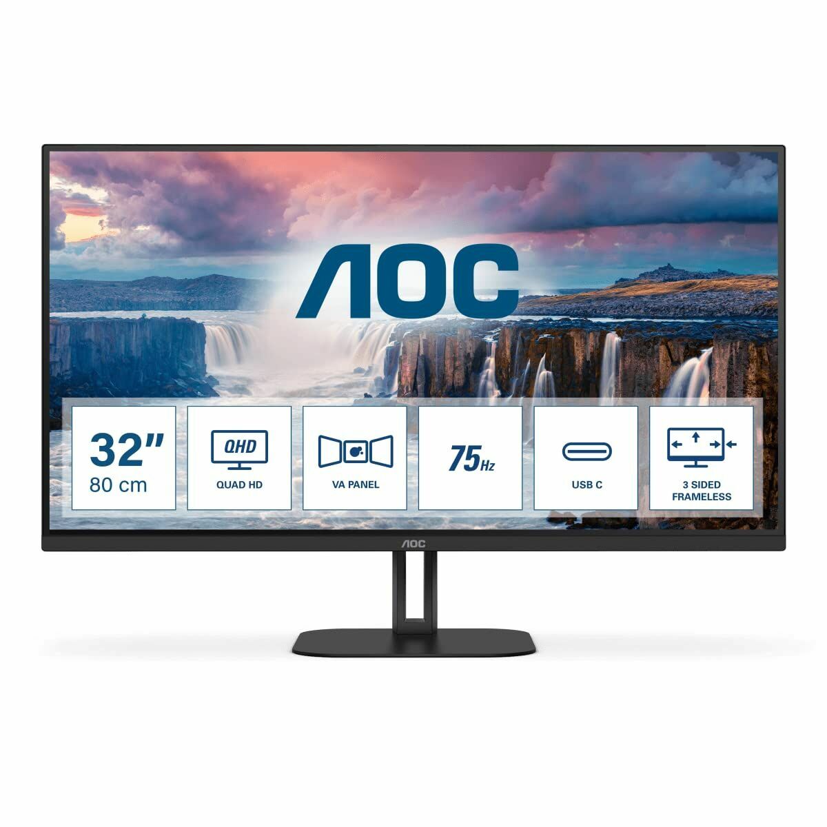 Monitor AOC Q32V5CE/BK 31,5" Quad HD LED VA AMD FreeSync 75 Hz - Effik Store