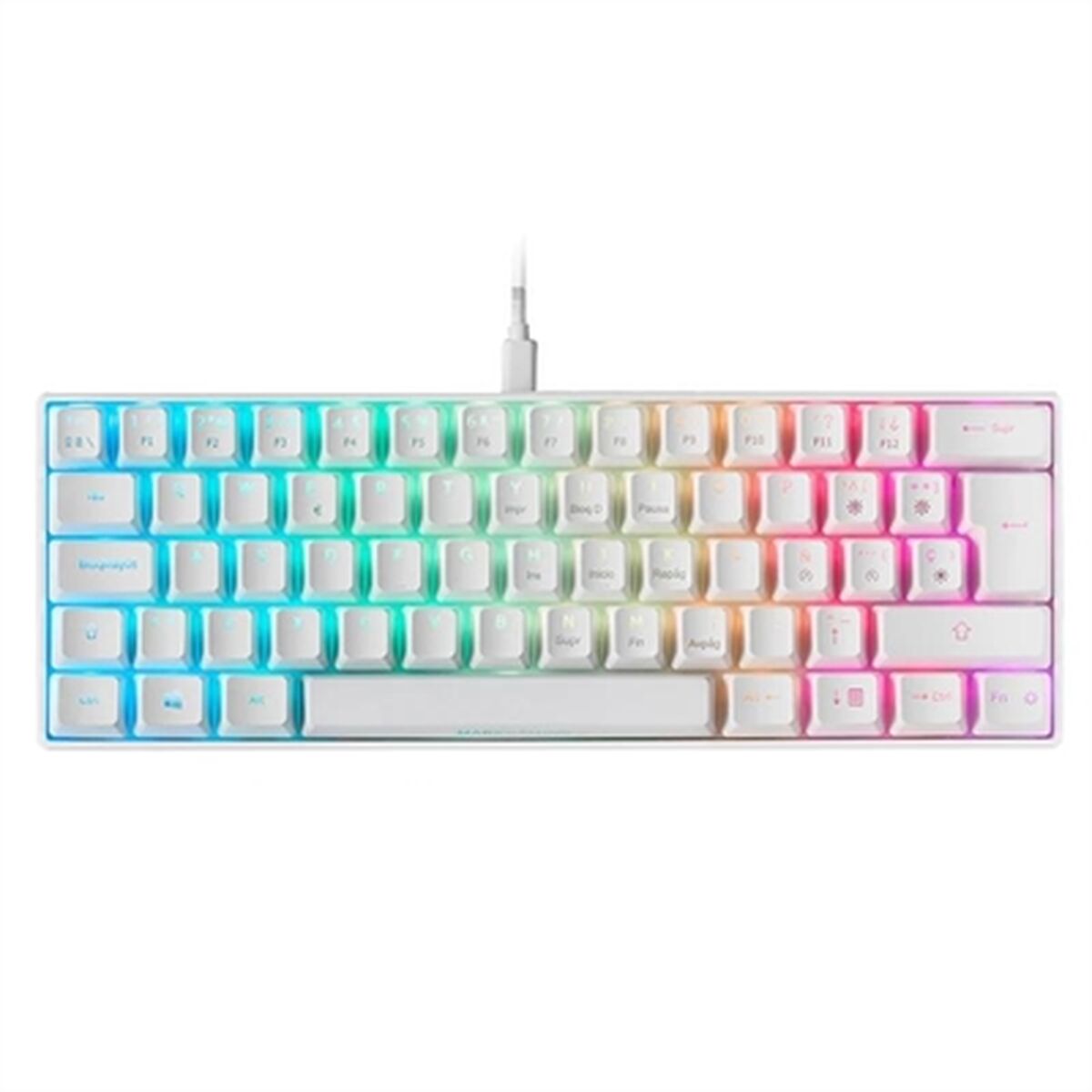 Teclado Mars Gaming MKMINI Qwerty Español RGB Blanco - Effik Store