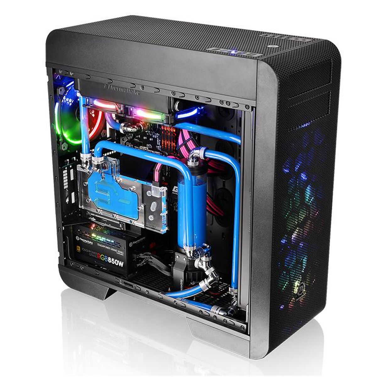 Caja Semitorre ATX THERMALTAKE Core V71 Tempered Glass Edition Azul Negro - Effik Store