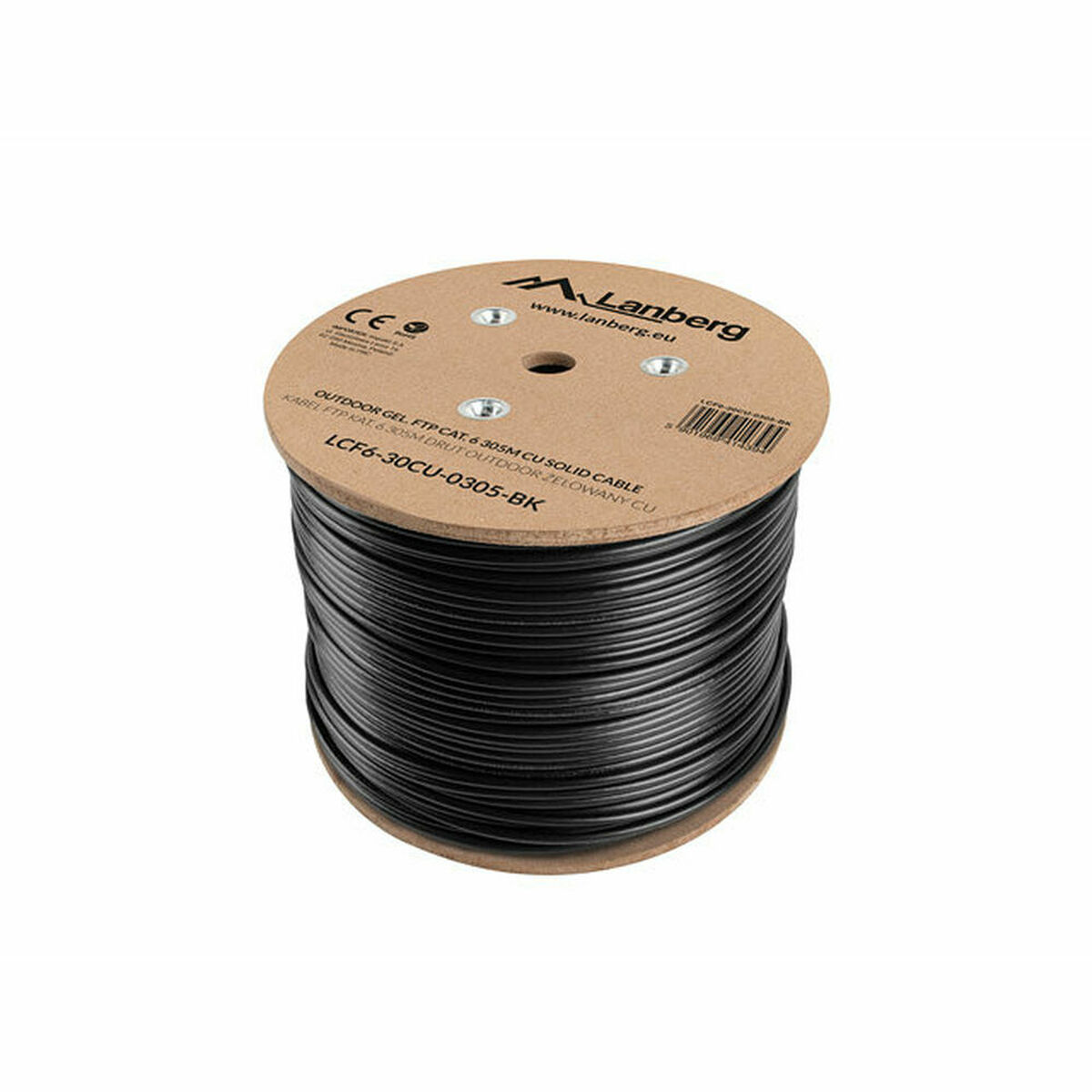 Cable de Red Rígido FTP Categoría 6 Lanberg LCF6-30CU-0305-BK 305 m Negro - Effik Store