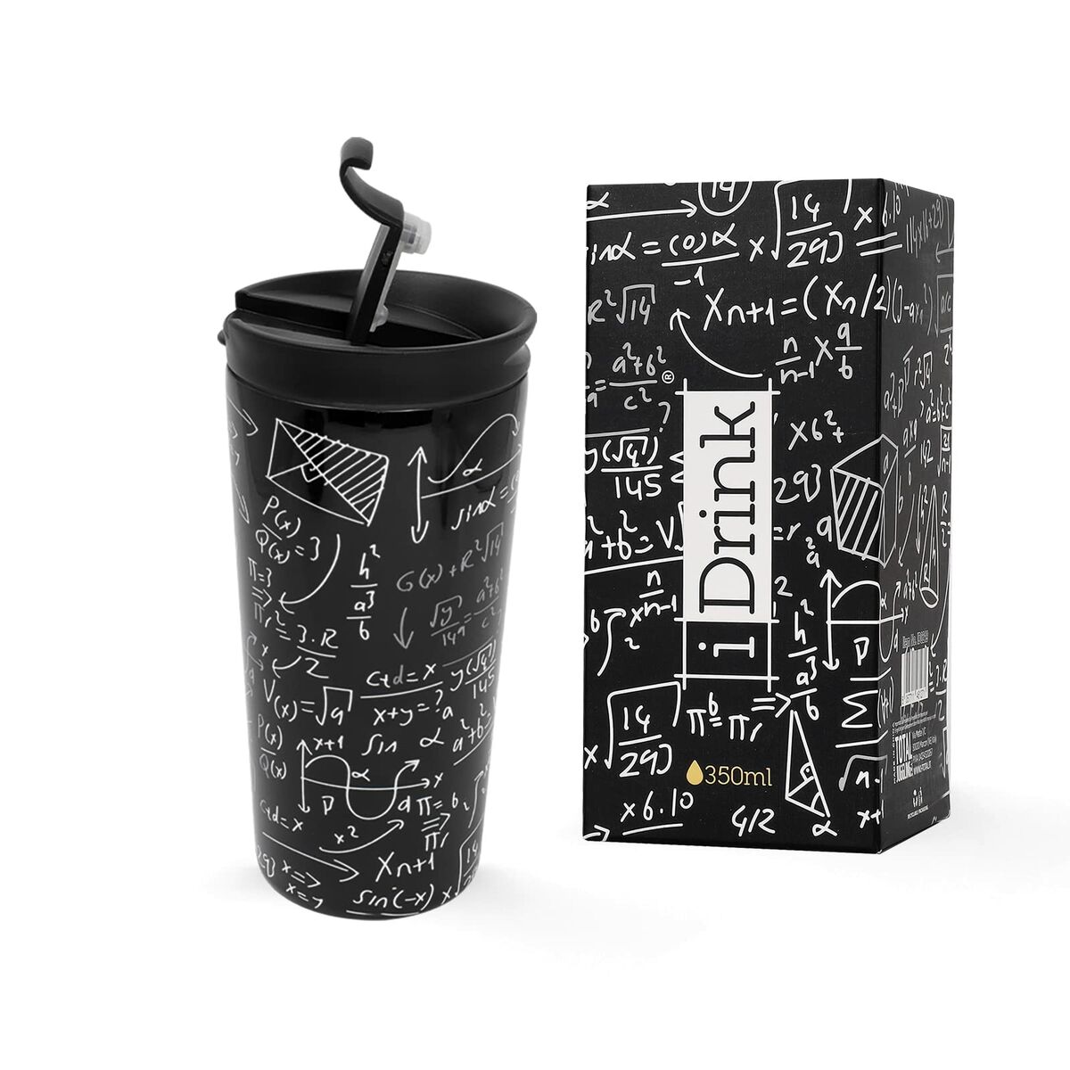 Taza Termo con Tapa iTotal Mathematics Doble pared Negro Acero Inoxidable 350 ml - Effik Store