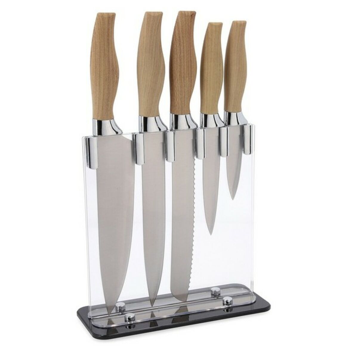 Juego de Cuchillos de Cocina y Soporte Quid Baobab (5 pcs) Marrón Metal - Effik Store