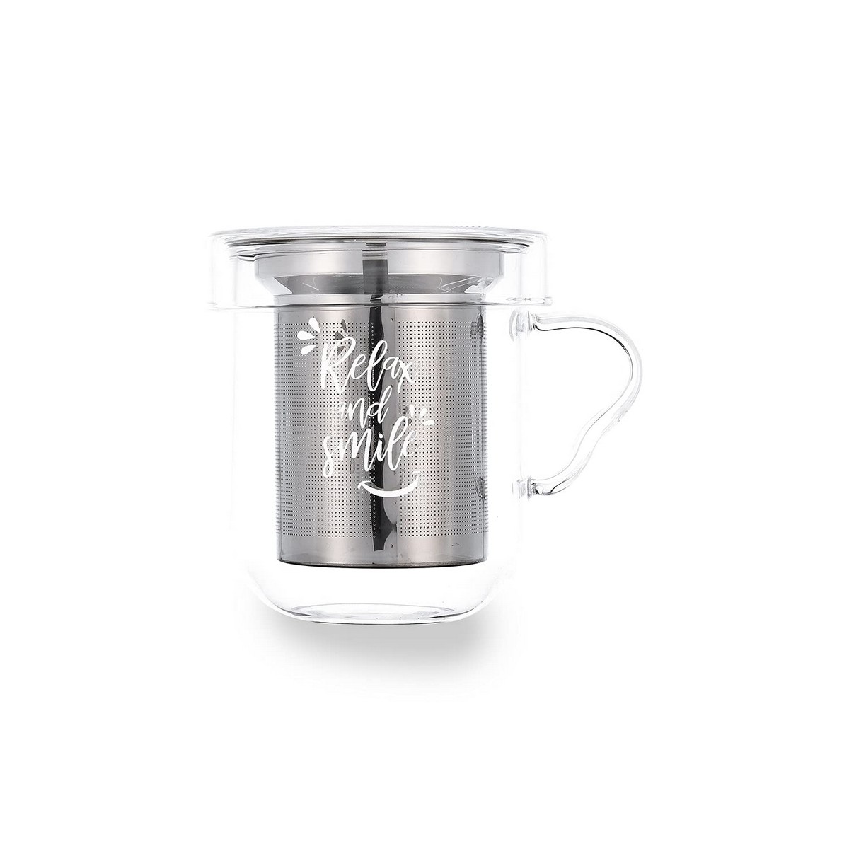 Juego de Tazas de Café Quid Serenia Transparente Vidrio Acero Inoxidable 350 ml 3 Piezas - Effik Store