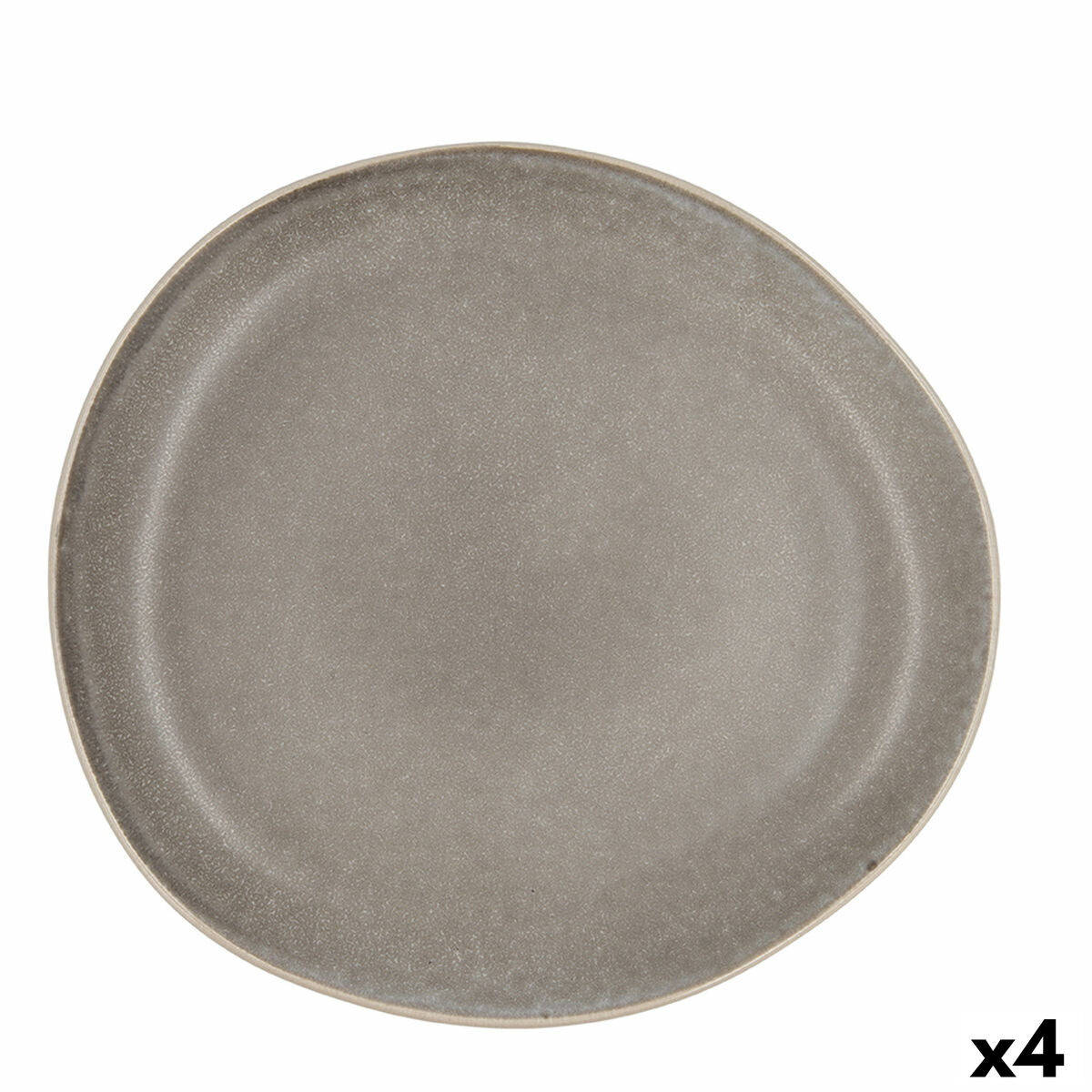 Plato Llano Bidasoa Gio Irregular Gris Cerámica 26,5 cm (4 Unidades) - Effik Store