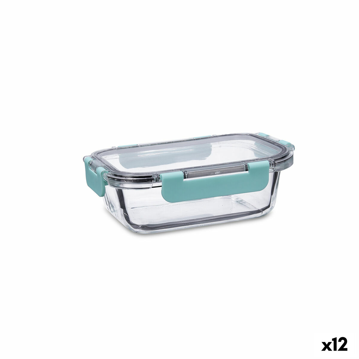 Fiambrera Hermética Quid Purity Rectangular 630 ml Transparente Vidrio (12 Unidades) - Effik Store