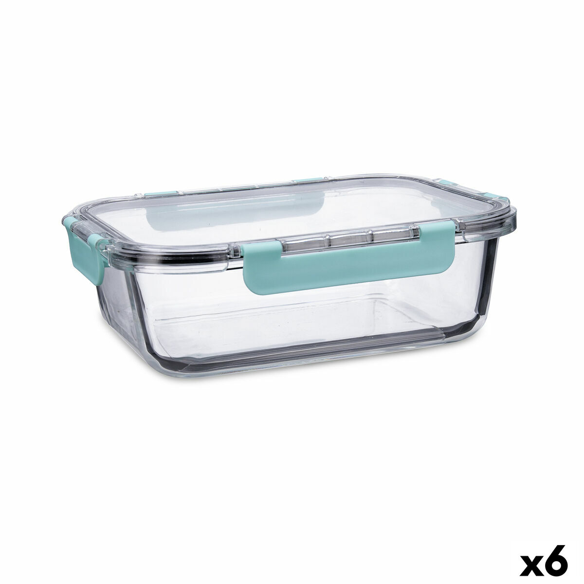 Fiambrera Hermética Quid Purity Rectangular 1,5 L Transparente Vidrio (6 Unidades) - Effik Store