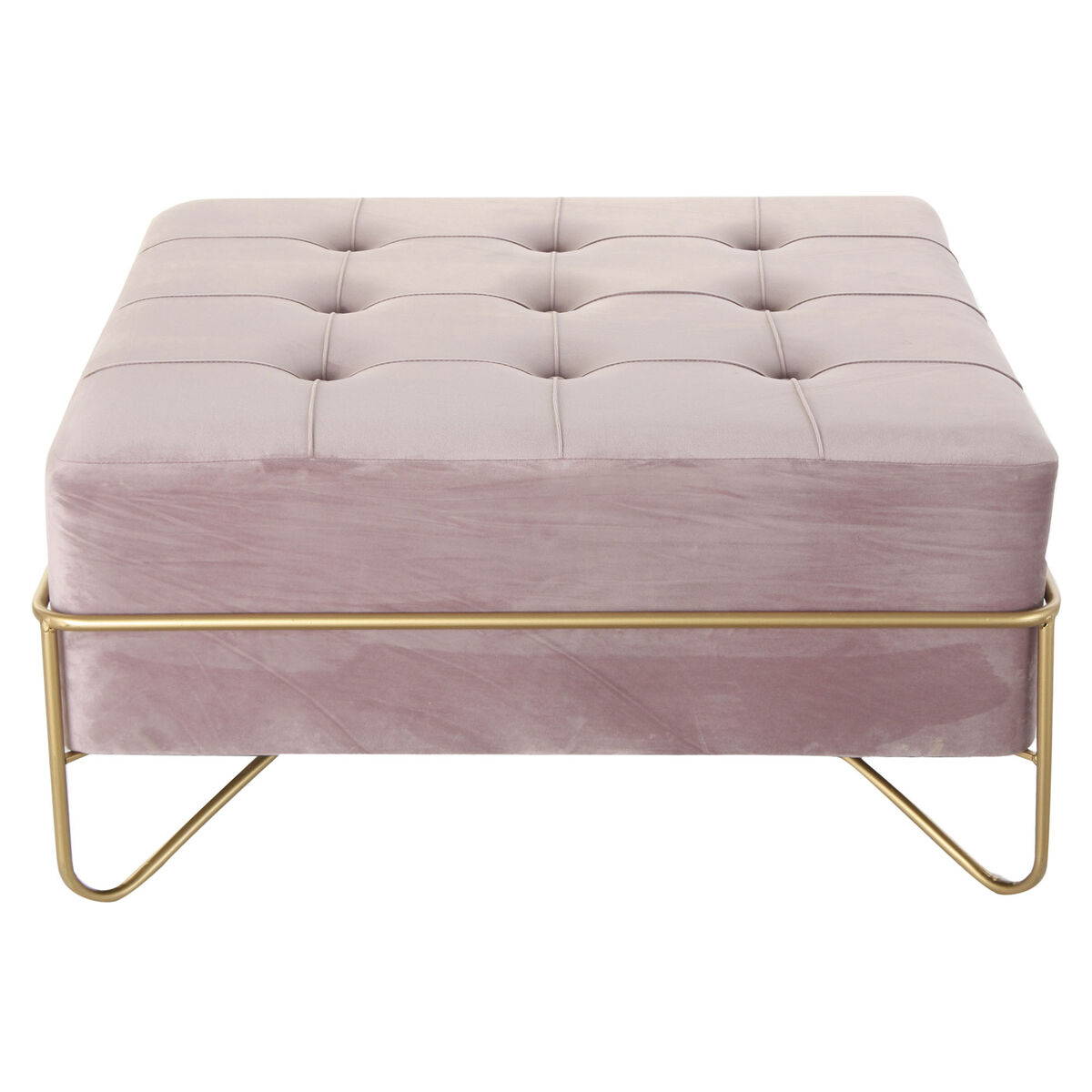 Banqueta DKD Home Decor   Espuma Rosa Dorado Metal Poliéster Terciopelo Madera MDF (80 x 80 x 42 cm) - Effik Store