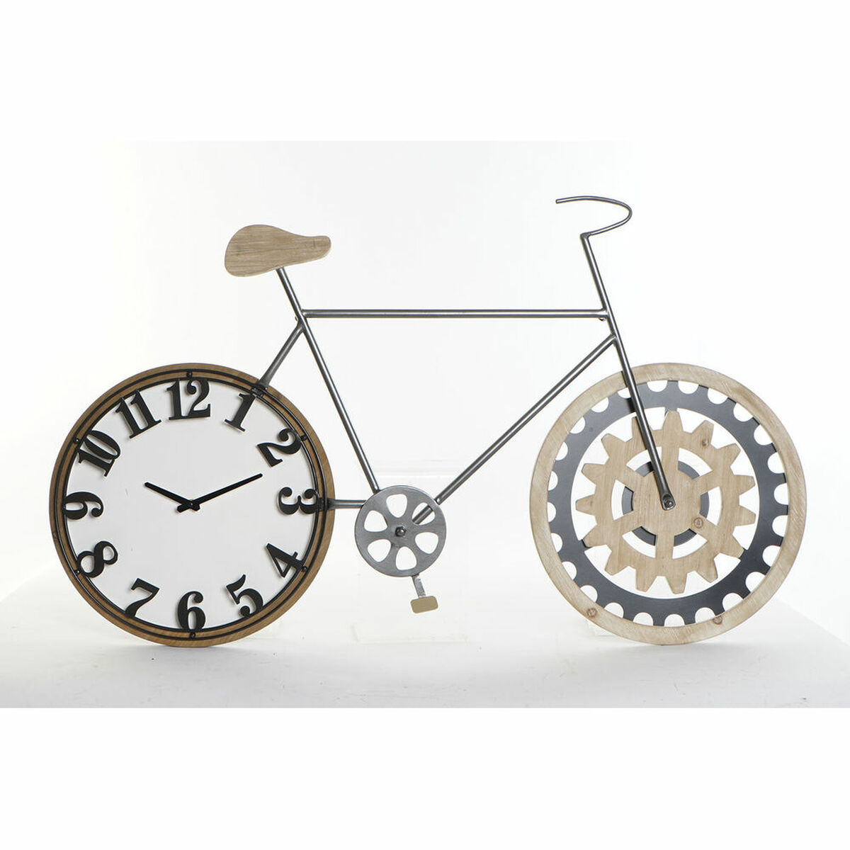 Reloj de Pared DKD Home Decor 108 x 6,4 x 63,5 cm Natural Negro Bicicleta Metal Madera MDF - Effik Store