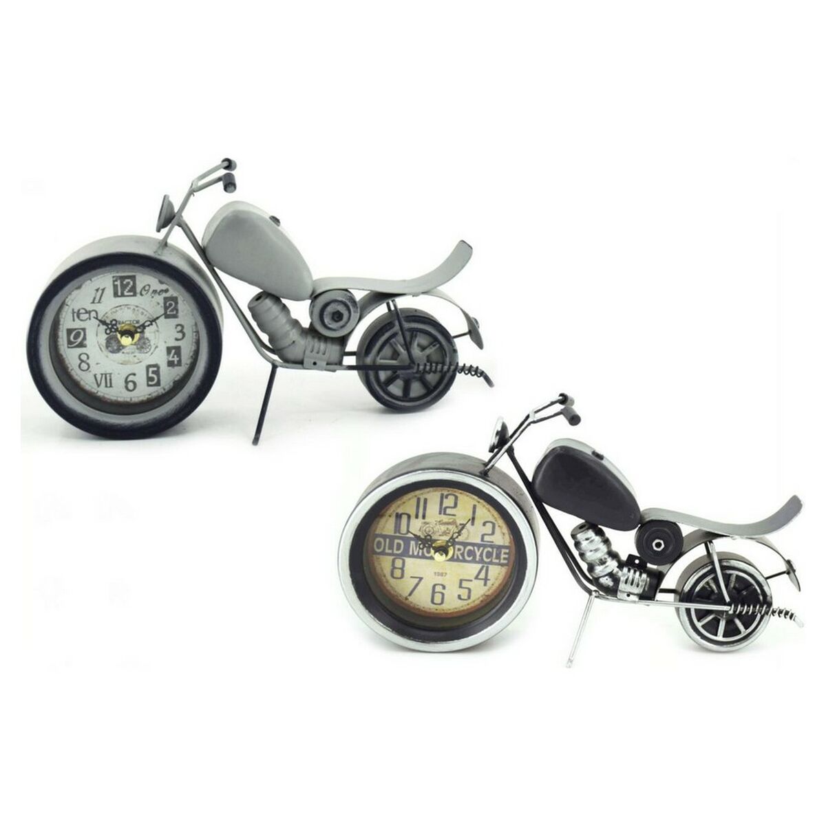 Reloj de Mesa DKD Home Decor 29,5 x 7,5 x 17 cm Negro Gris Moto Hierro Vintage (2 Unidades) - Effik Store