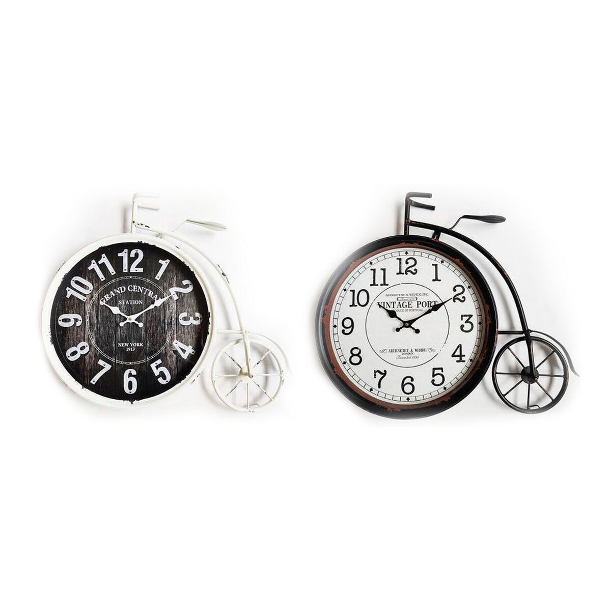 Reloj de Pared DKD Home Decor 60 x 6 x 50 cm Cristal Negro Bicicleta Blanco Hierro Vintage (2 Unidades) - Effik Store