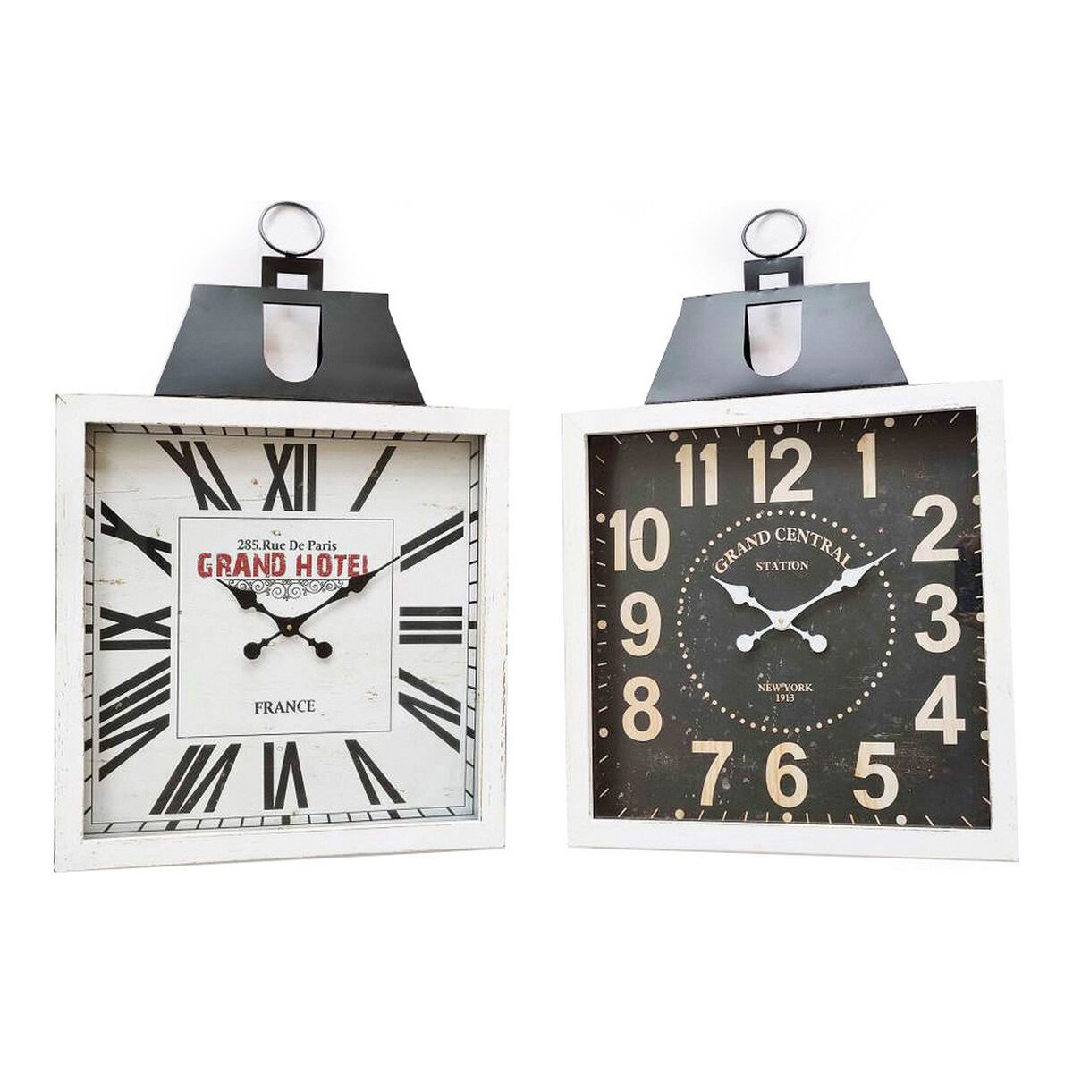 Reloj de Pared DKD Home Decor 60 x 6 x 89 cm Cristal Negro Blanco Hierro Tradicional Madera MDF (2 Unidades) - Effik Store