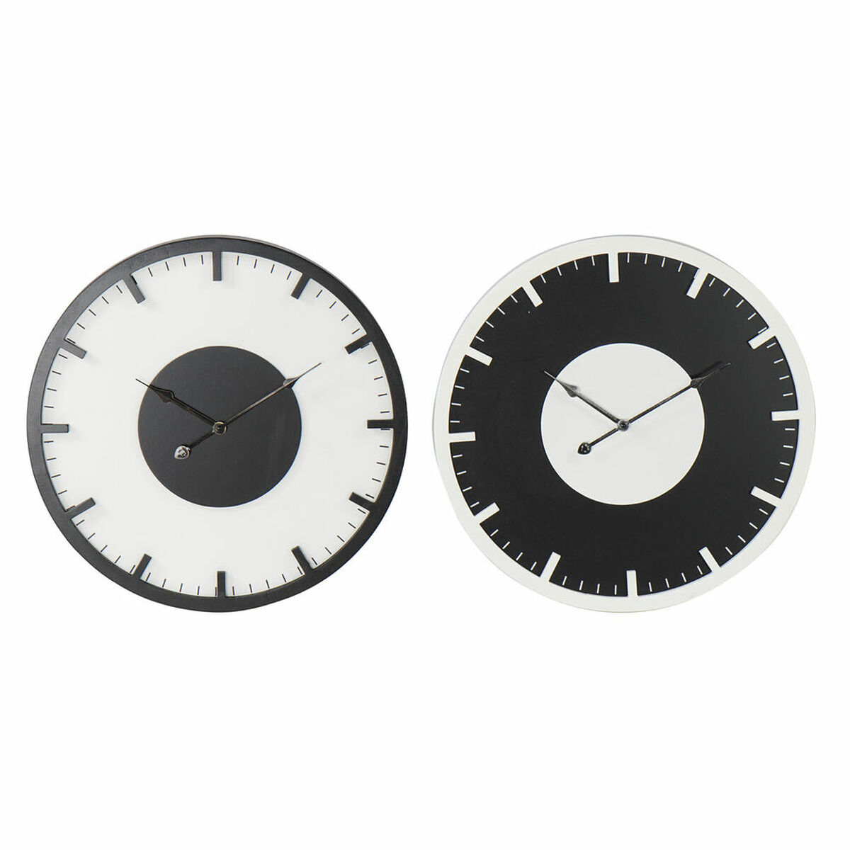 Reloj de Pared DKD Home Decor 50 x 3,5 x 50 cm Negro Blanco Vintage Madera MDF (2 Unidades) - Effik Store