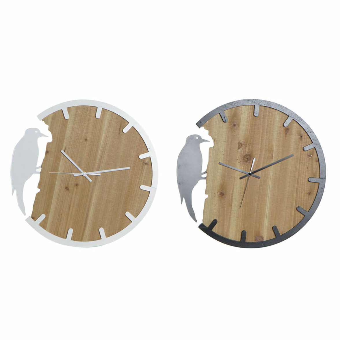 Reloj de Pared DKD Home Decor Negro Marrón Blanco Hierro Pájaro 50 x 4 x 50 cm Madera MDF (2 Unidades) - Effik Store