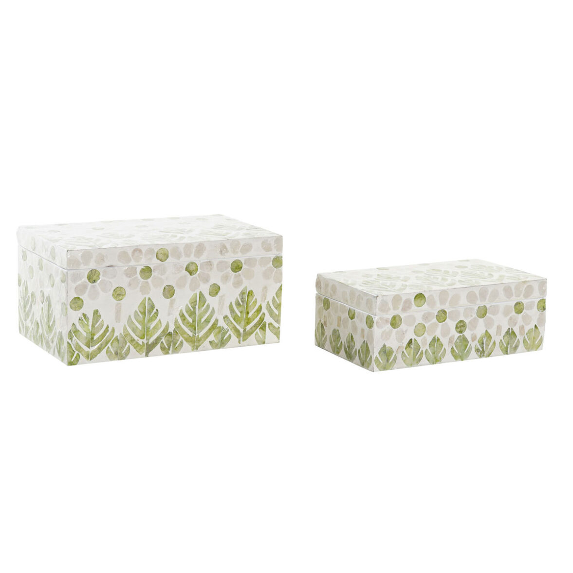 Caja-Joyero DKD Home Decor Nácar Bambú Tropical Hoja de planta (25 x 15 x 12 cm) - Effik Store