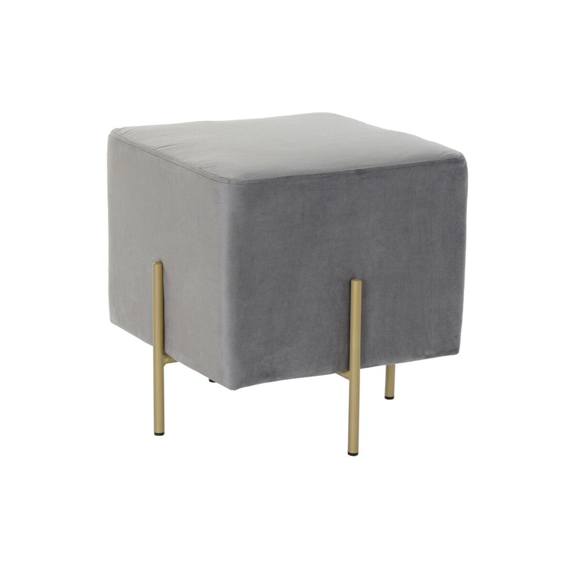 Reposapiés DKD Home Decor Scandi Gris Dorado Metal Terciopelo 42 x 42 x 45 cm - Effik Store