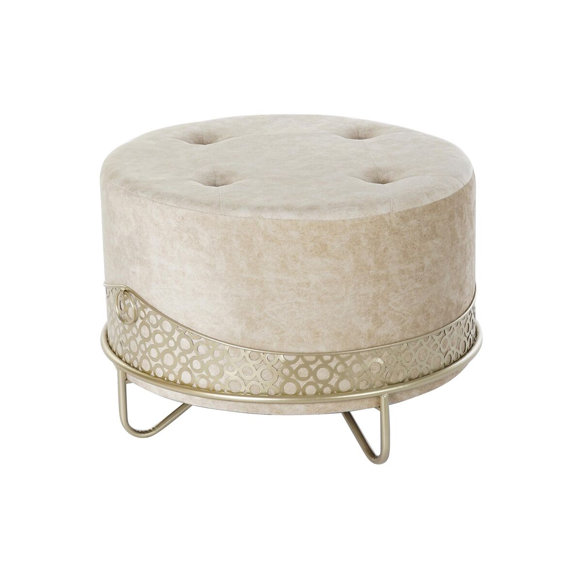 Reposapiés DKD Home Decor Beige Dorado Metal Poliéster (63 x 63 x 42 cm) - Effik Store