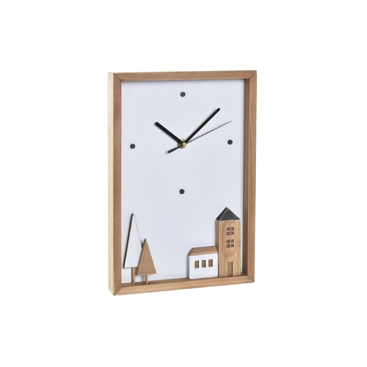 Reloj de Pared DKD Home Decor Blanco Marrón Madera Casas Urbano 20 x 4 x 30 cm - Effik Store