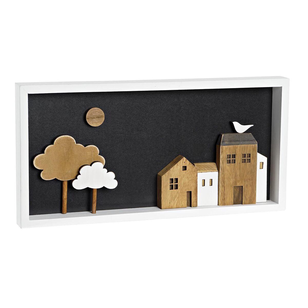 Decoración de Pared DKD Home Decor Blanco Marrón Casas Urbano 40 x 3,5 x 20 cm - Effik Store