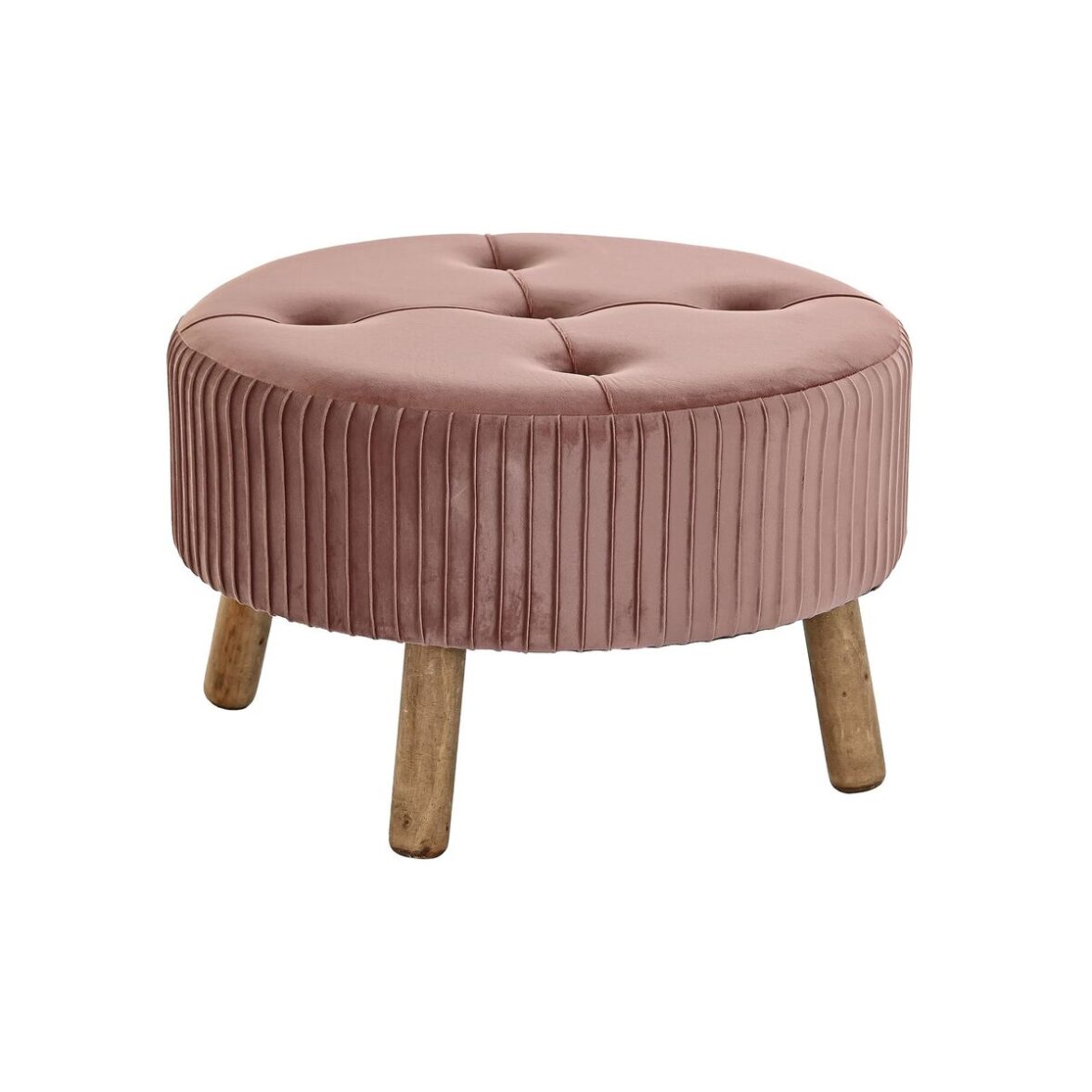 Reposapiés DKD Home Decor Natural Madera Terciopelo Rosa claro (61 x 61 x 38 cm) - Effik Store