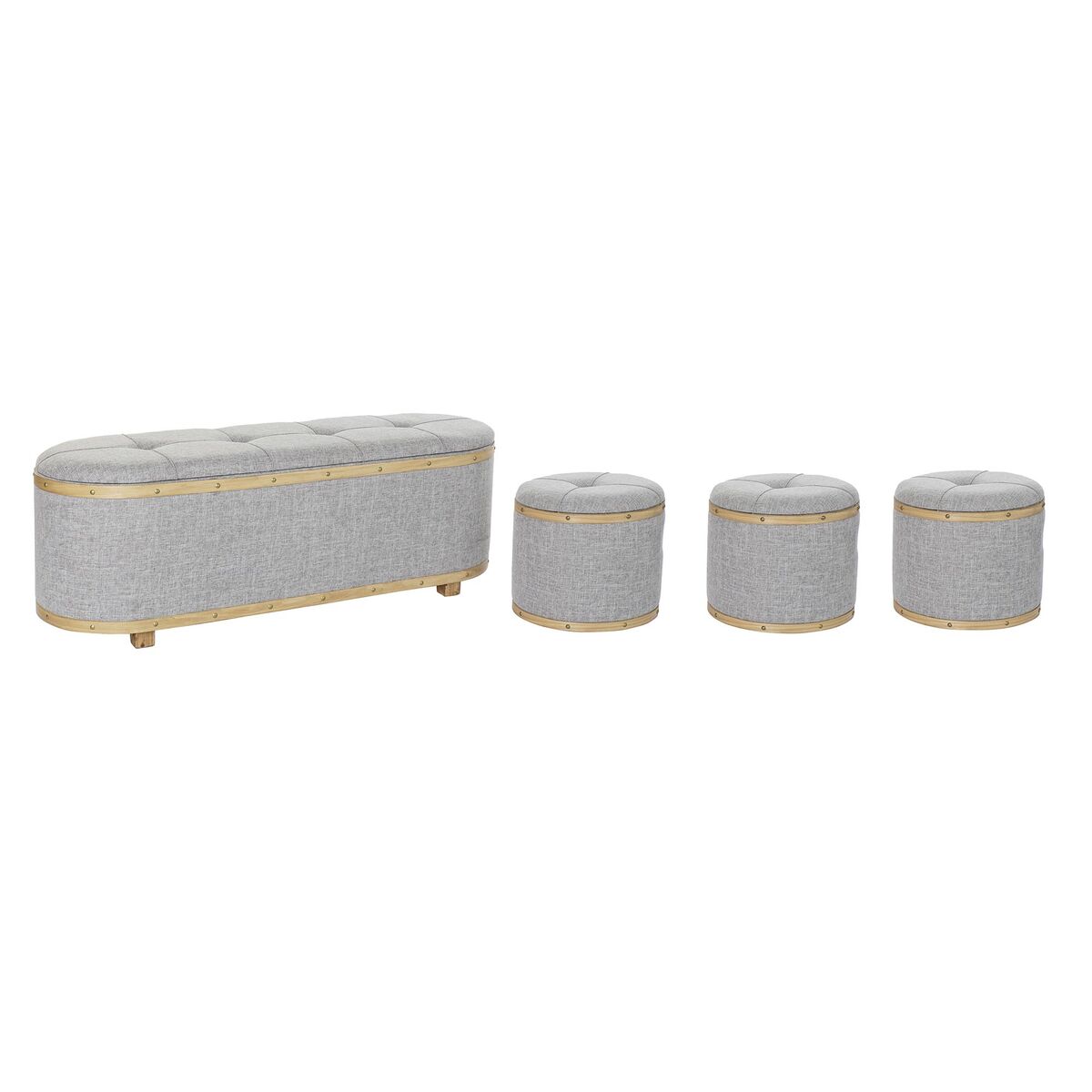 Banqueta DKD Home Decor   Gris Madera Poliéster (120 x 45 x 43 cm) - Effik Store