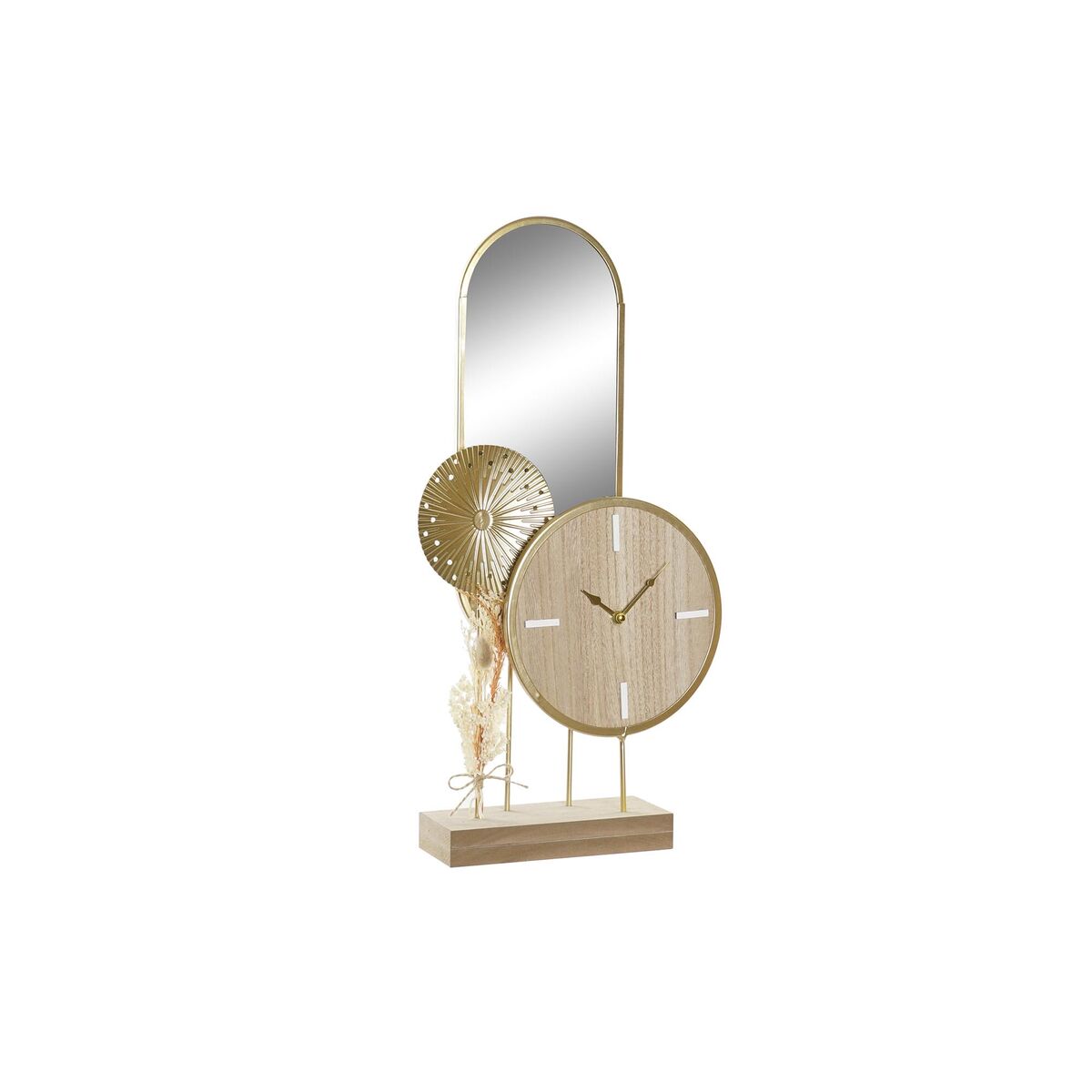 Reloj de Mesa DKD Home Decor 26 x 8 x 53 cm Espejo Natural Dorado Metal Madera MDF - Effik Store