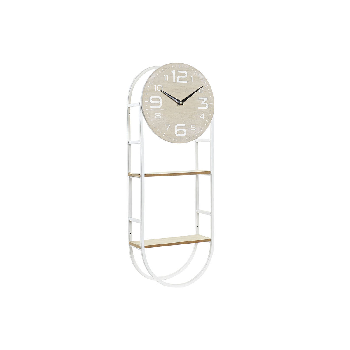 Reloj de Pared DKD Home Decor Natural Metal MDF Blanco (25,5 x 11,5 x 71 cm) - Effik Store