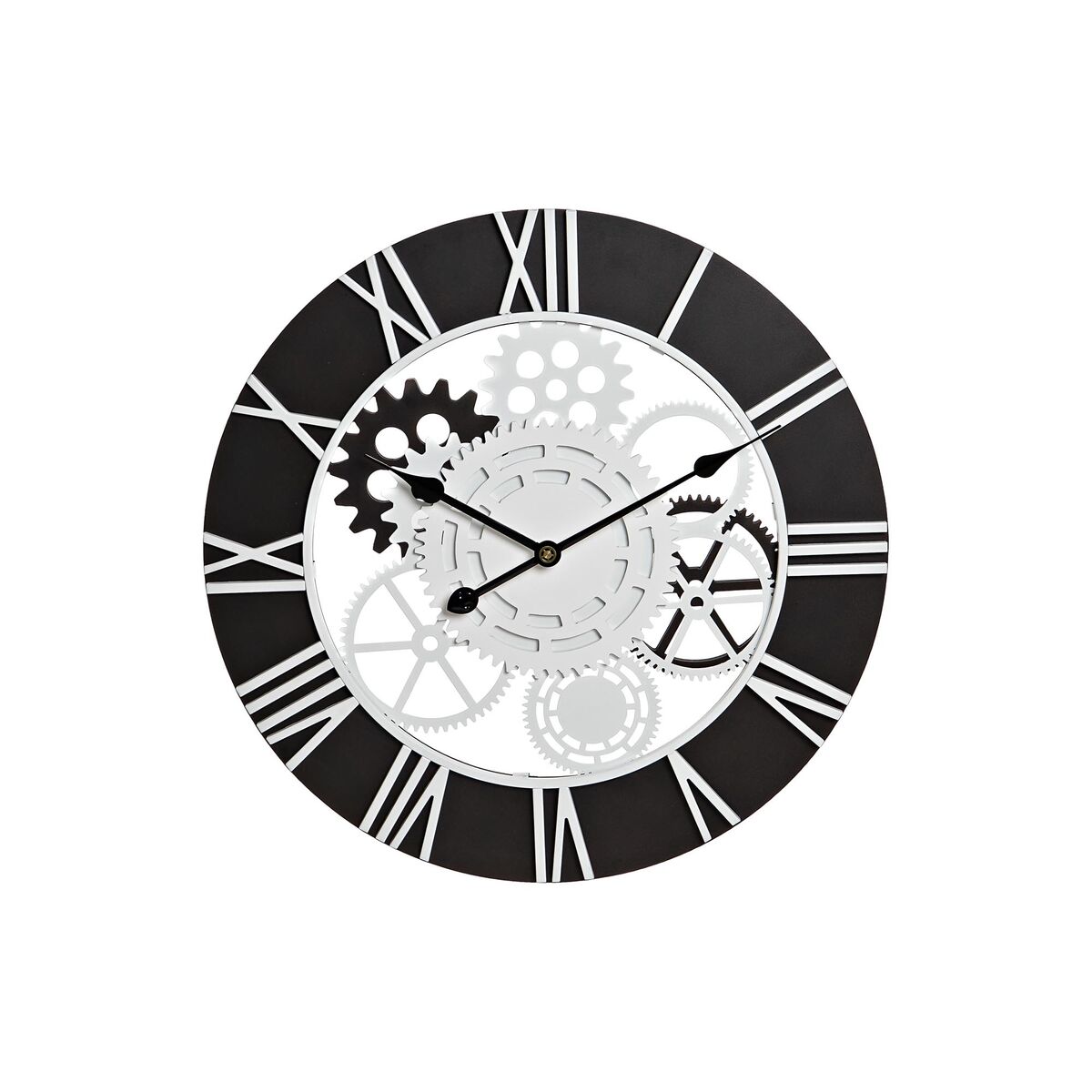 Reloj de Pared DKD Home Decor Madera Negro Blanco Hierro Engranajes (60 x 4 x 60 cm) - Effik Store