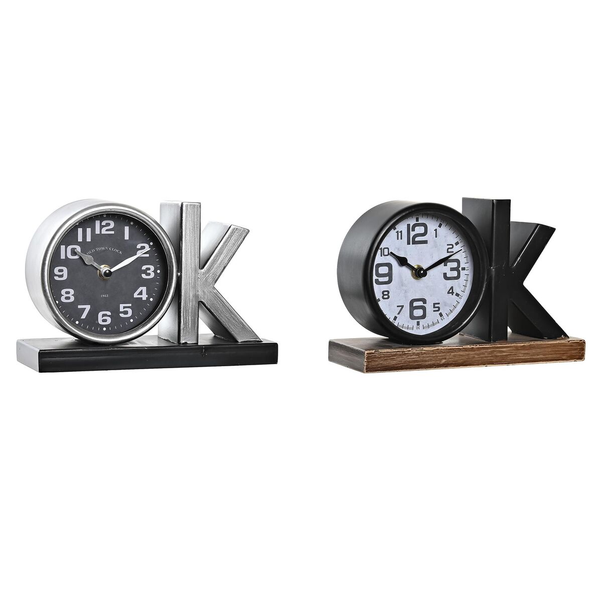 Reloj de Mesa DKD Home Decor 23 x 8 x 15 cm Plateado Negro Hierro (2 Unidades) - Effik Store