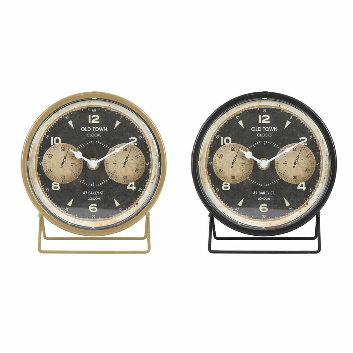 Reloj de Mesa DKD Home Decor 12 x 5 x 14 cm Negro Dorado Hierro PVC Vintage (2 Unidades) - Effik Store