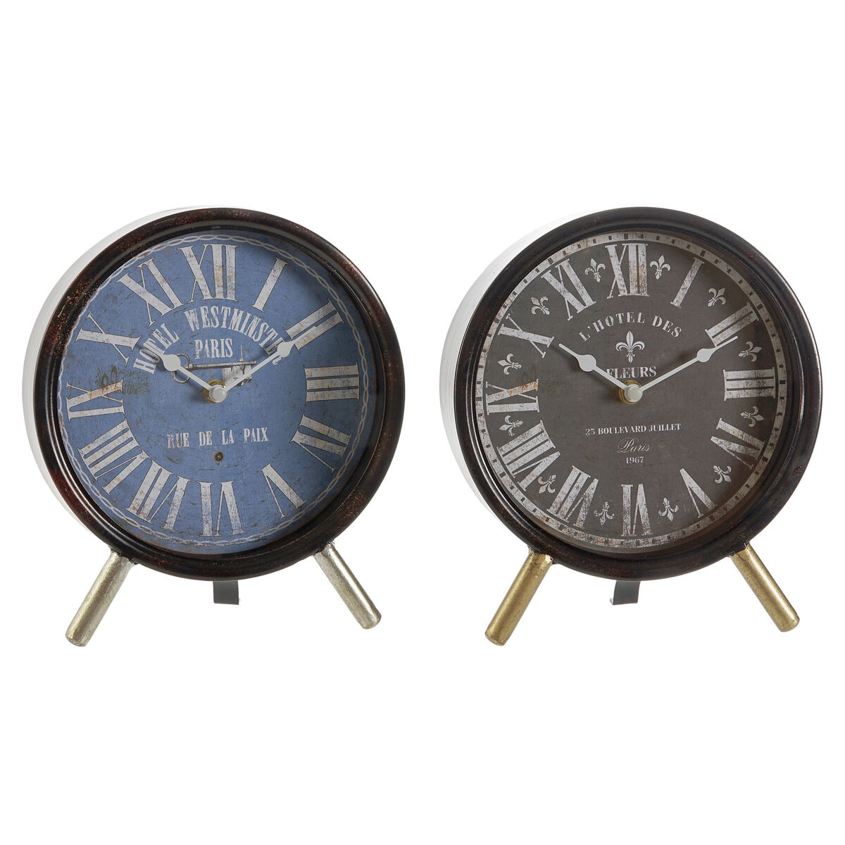 Reloj de Mesa DKD Home Decor Azul Negro Multicolor Metal Cristal Vintage 20,5 x 5 x 24 cm (2 Unidades) - Effik Store