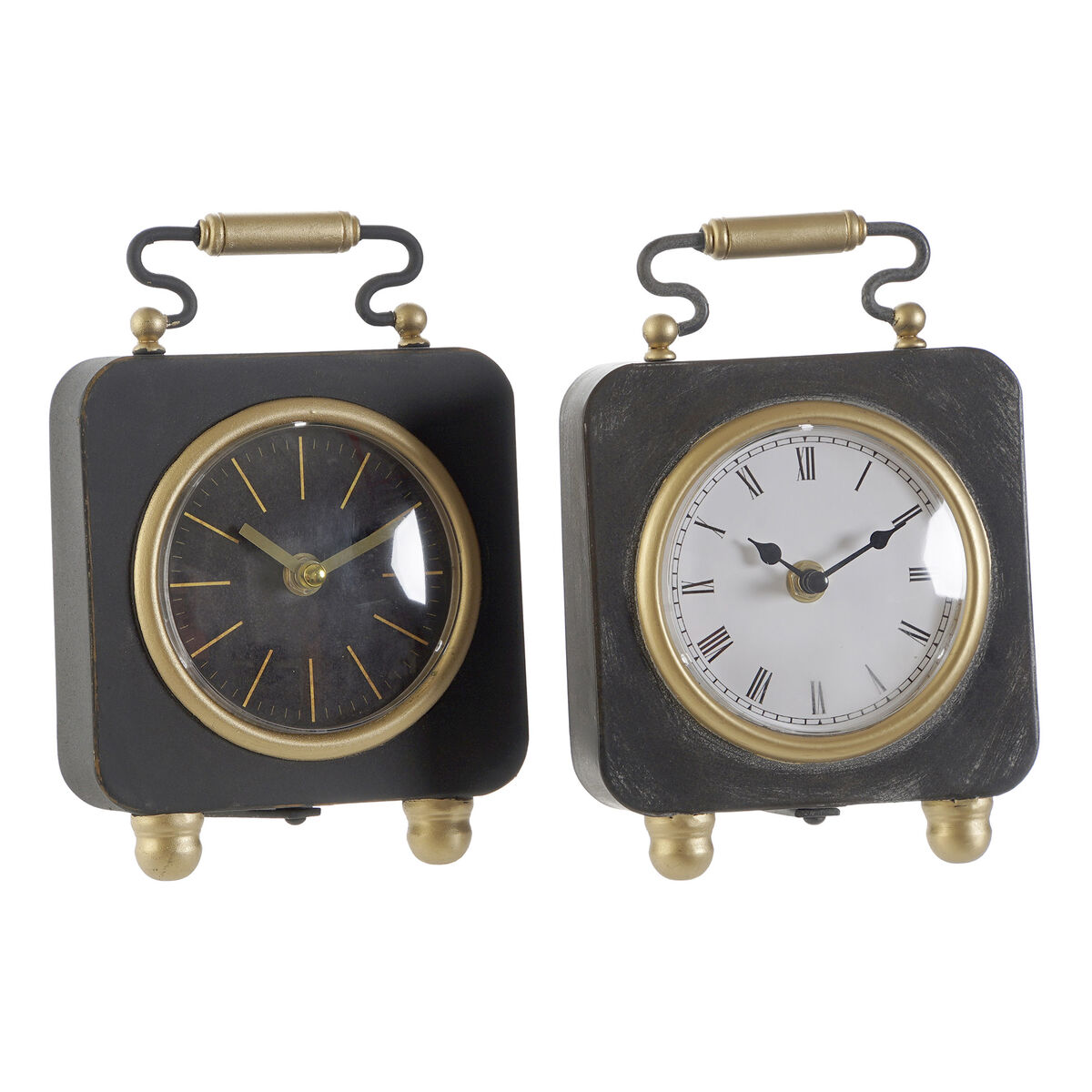 Reloj de Mesa DKD Home Decor Negro Plateado PVC Metal Plástico 14,5 x 5 x 21 cm (2 Unidades) - Effik Store