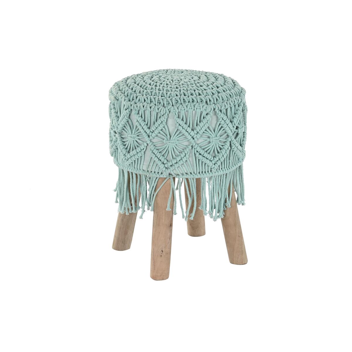 Reposapiés DKD Home Decor Madera Marrón Algodón Menta (30 x 30 x 45 cm) (33 x 33 x 43 cm) - Effik Store