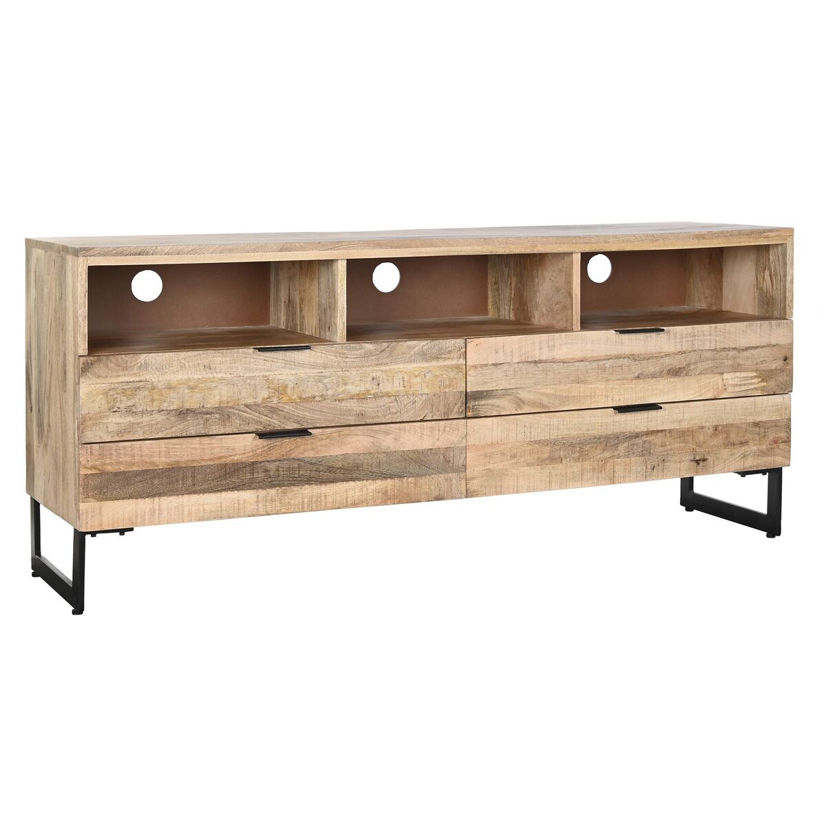 Mueble de TV DKD Home Decor Natural Negro Metal Madera de mango (150 x 40 x 65 cm) - Effik Store