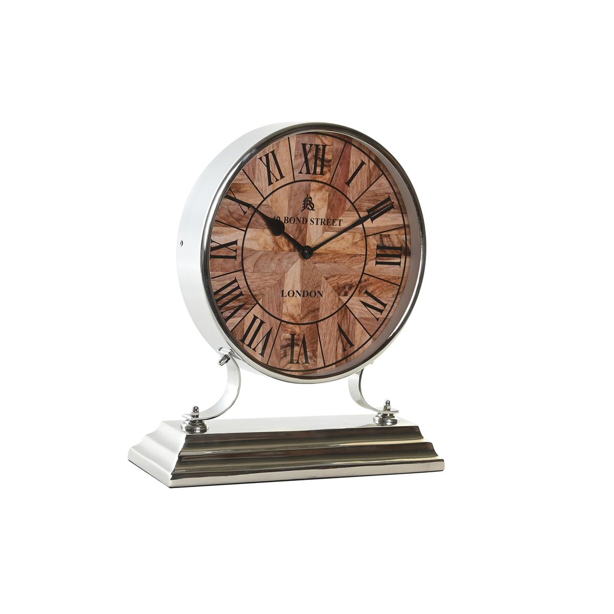 Reloj de Mesa DKD Home Decor 30 x 9,5 x 33 cm Natural Plateado Aluminio Madera de mango Tradicional - Effik Store