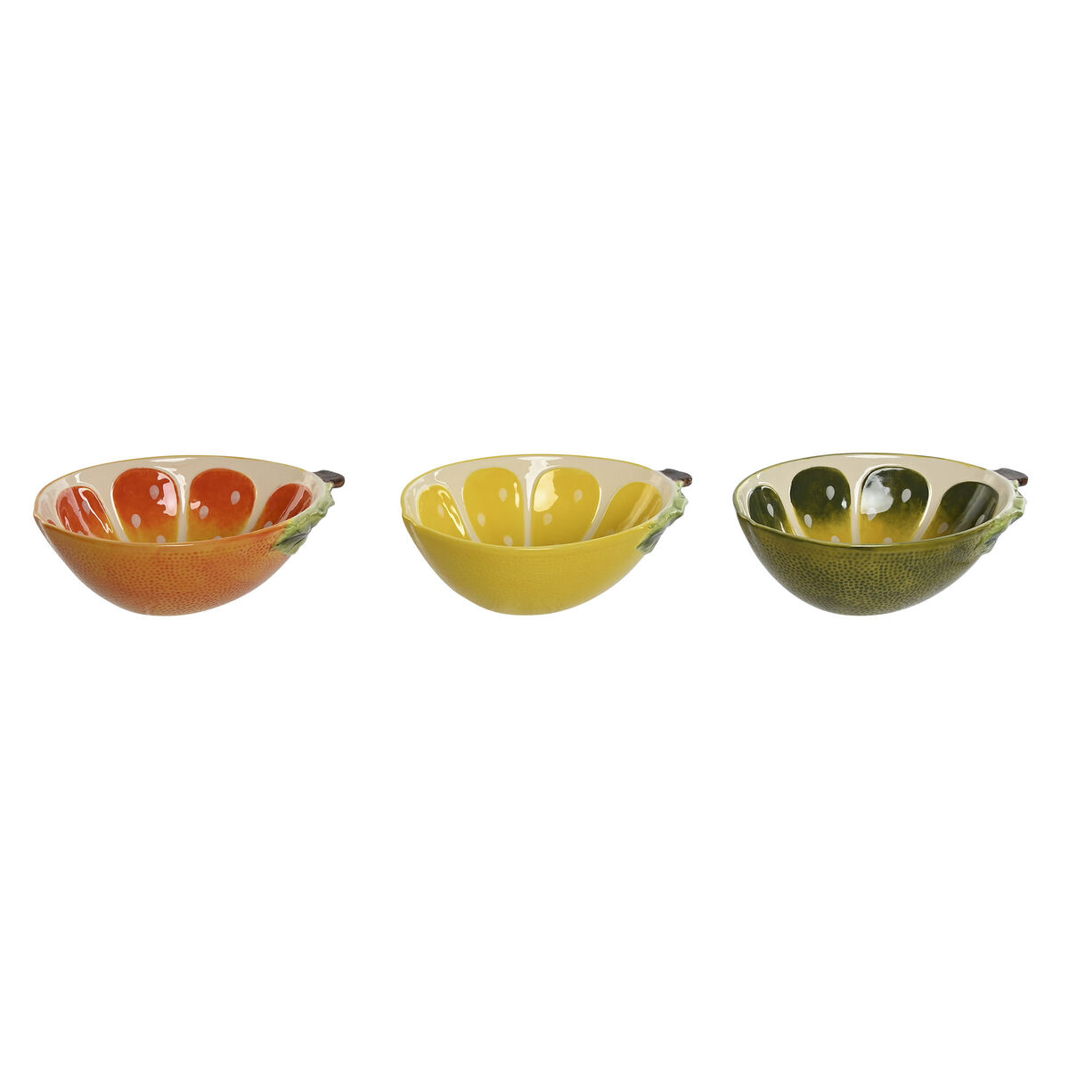 Bol para Aperitivos Home ESPRIT Amarillo Verde Gres Limón 23,5 x 17 x 7,5 cm (3 Unidades) - Effik Store