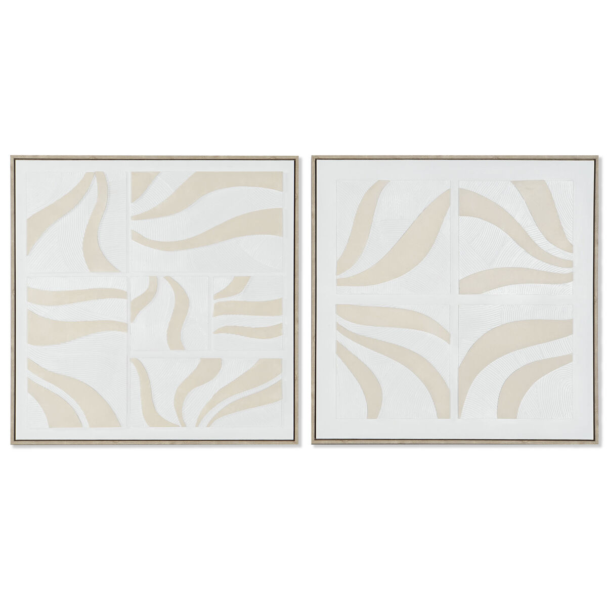 Cuadro Home ESPRIT Blanco Beige Abstracto Escandinavo 83 x 4,5 x 83 cm (2 Unidades) - Effik Store